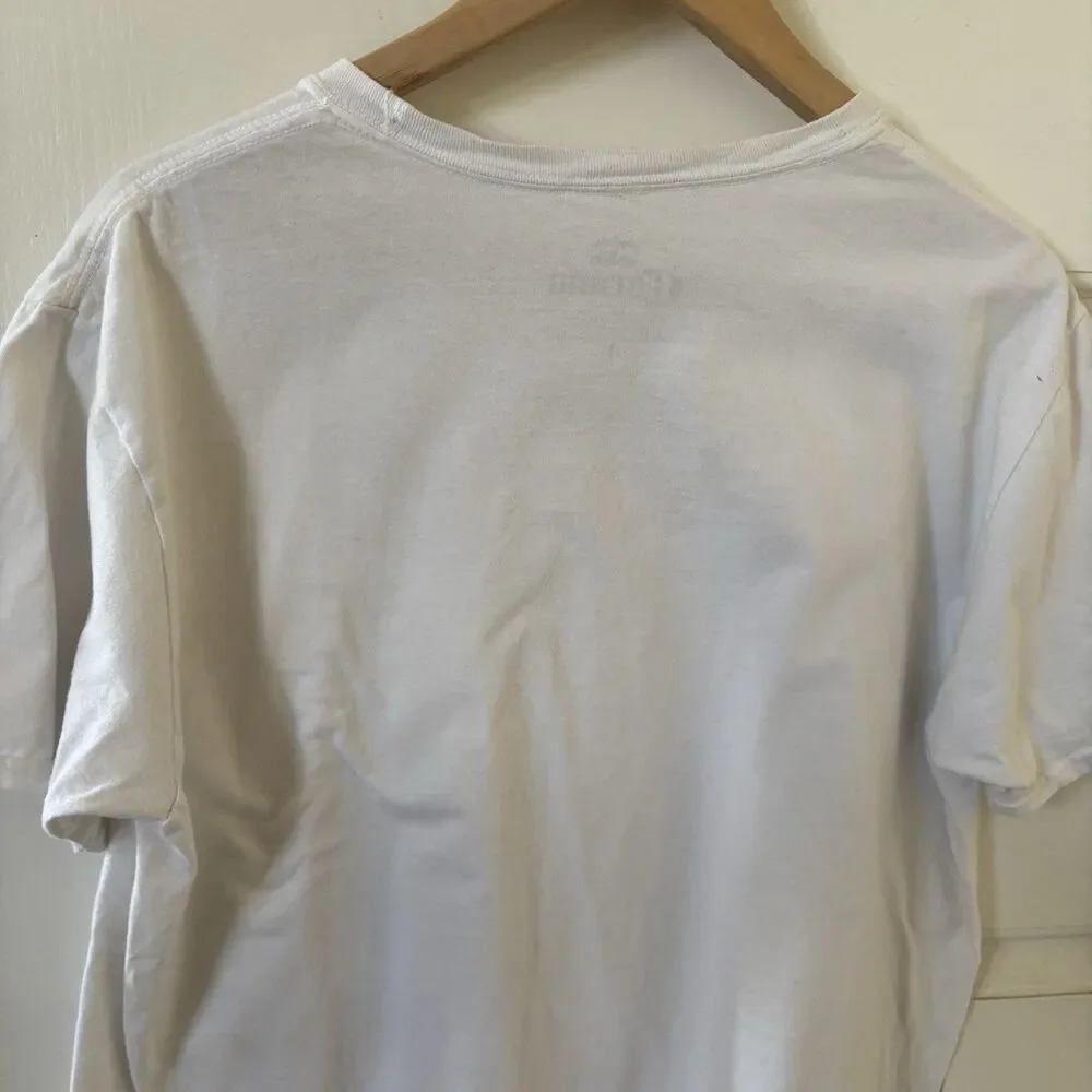Corona Mens White Shirt Size L Short Sleeve Beer Beach‎ Logo Travel Outdoors USA